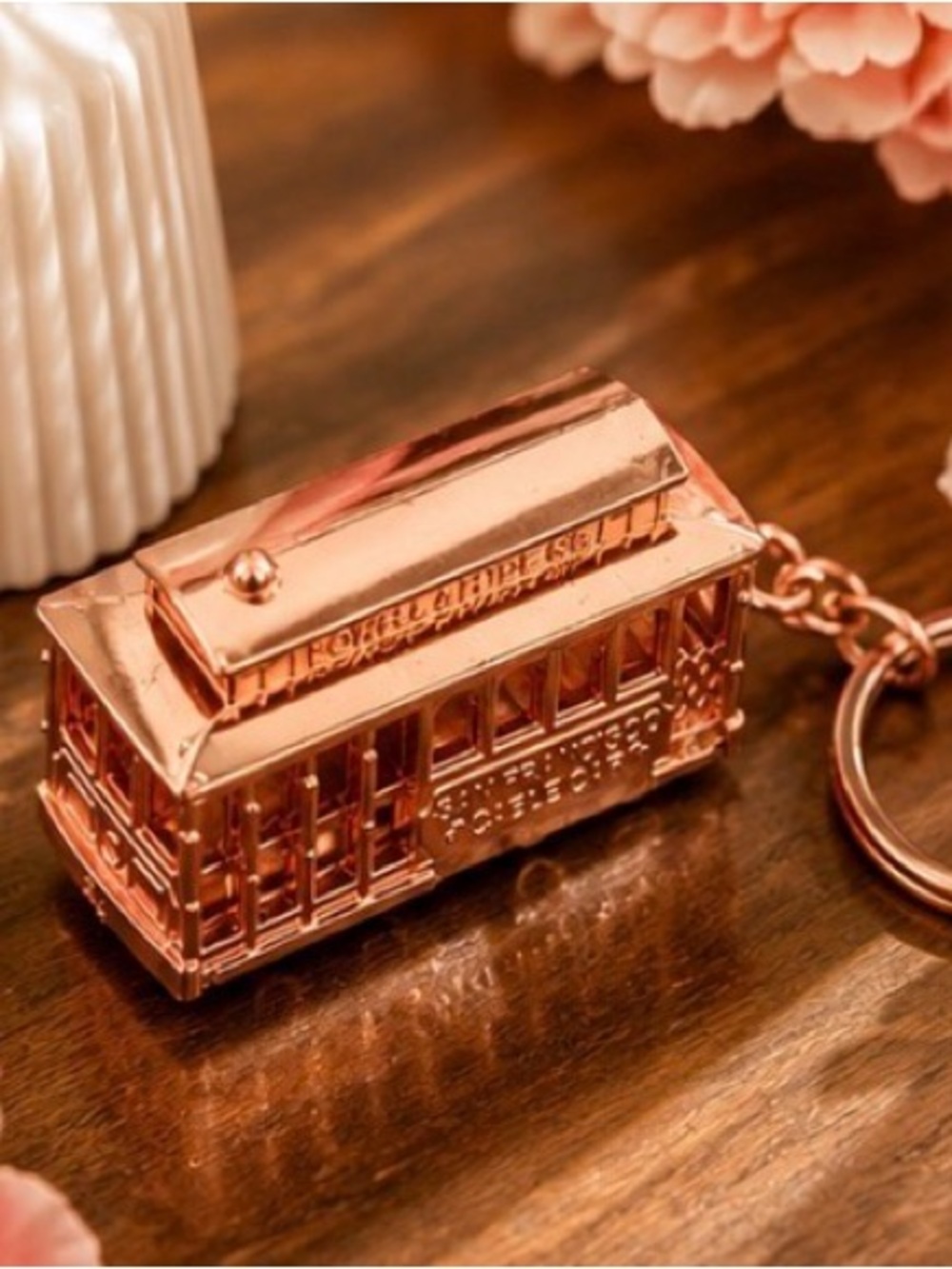 Rose Gold San Francisco Cable Car Keychain